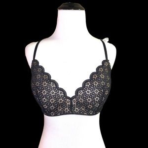 Aerie lace black/nude wireless bra NWT size 36b, option to change strap design!